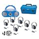 HamiltonBuhl® 6-Person Listening Center with Bluetooth CD/Cassette/FM Boombox and Deluxe-Sized Over-Ear Headphones
