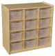 Wood Designs Children 12 Cubby Storage with Translucent Trays, Natural Color, 30