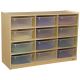 Wood Designs Children Cubby Shelves with Translucent Trays, Natural wood Color, 29-1/16
